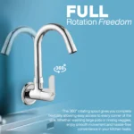 Cliquin Brass Kitchen Sink Tap, 360 Degree Swivel Spout Faucet (Cubix) - Image 2