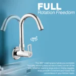Cliquin Brass Kitchen Sink Tap, 360 Degree Swivel Spout Faucet (Oxy) - Image 2