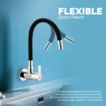 Cliquin Brass Flexible Kitchen Sink Tap with Matt Black Silicon Swivel Spout (Fusion) - Image 2