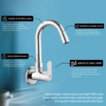 Cliquin Brass Kitchen Sink Tap, 360 Degree Swivel Spout Faucet (Cubix) - Image 3