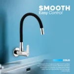 Cliquin Brass Flexible Kitchen Sink Tap with Matt Black Silicon Swivel Spout (Cora) - Image 3