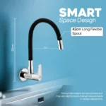 Cliquin Brass Flexible Kitchen Sink Tap with Matt Black Silicon Swivel Spout (Cora) - Image 5