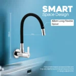 Cliquin Brass Flexible Kitchen Sink Tap with Matt Black Silicon Swivel Spout (Fusion) - Image 5